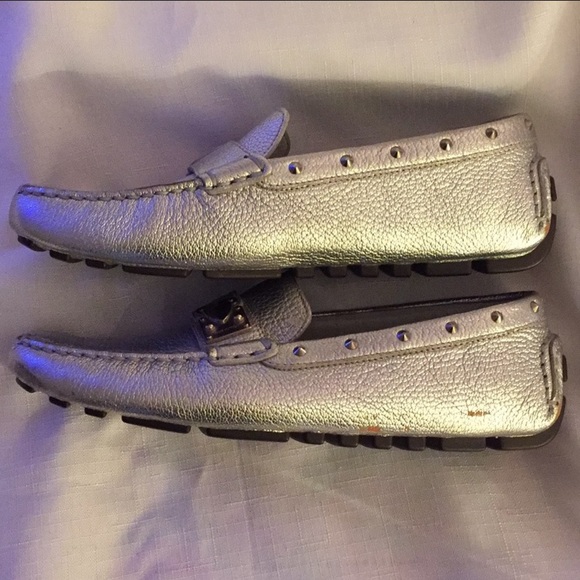 LOUIS VUITTON RARE! Driving Mocs Silver EU 37 - Picture 3 of 8